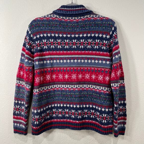 Vintage 90s Fair Isle Full Zip Cardigan Sweater Jacket Grandma Whimsy Twee Mod S - Picture 2 of 6